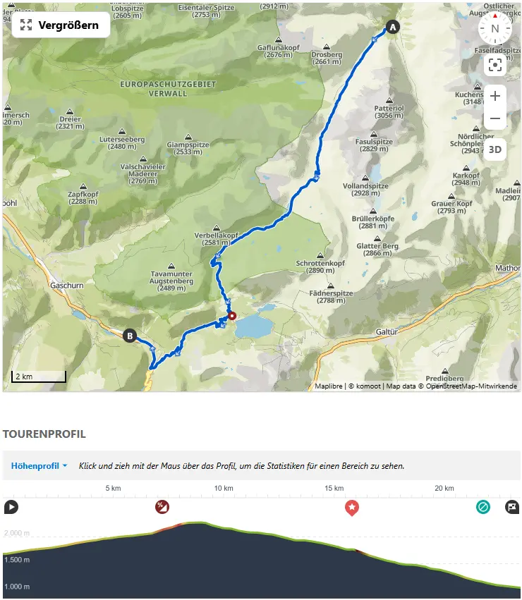 tatsächlicher Tourverlauf für Tag 2 | © Mountainbikegruppe