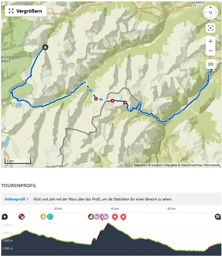 geplanter Tourverlauf für Tag 2 | © Mountainbikegruppe